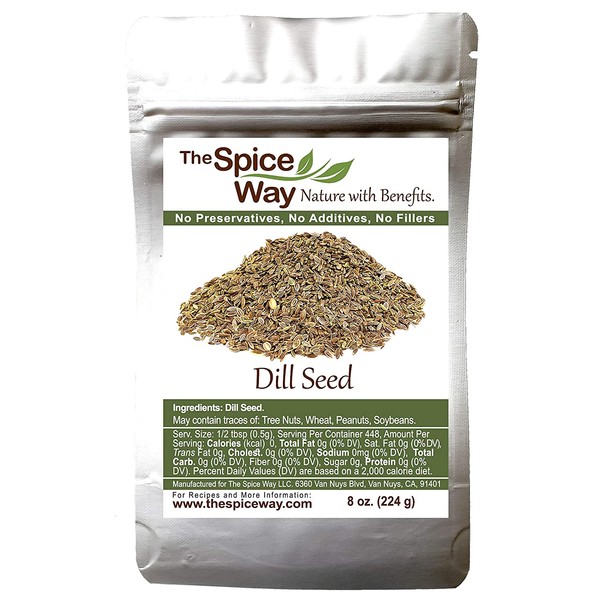 The Spice Way Dill Seed - great seeds for pickling, vegetables, pasta, salads and soups. 8 oz
