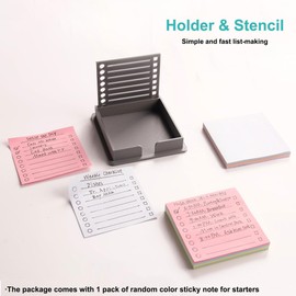 Sticky Note Holder Compatible with Post It Notes, Stencil for 3x3 Notes, Organizer & Dispenser(Black, 2Pcs)