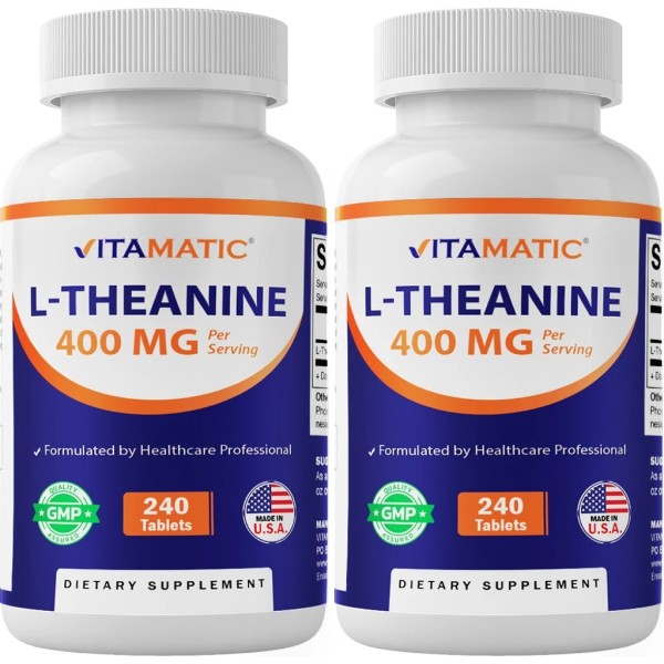 Vitamatic L-Theanine Supplement 400mg per Serving - 240 Tablets -