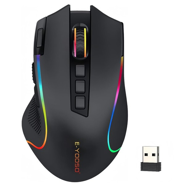 Niceon Gaming Maus kabellos RGB Wiederaufladbare, 9 Programmierbare Tasten, Langer
