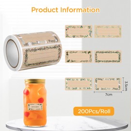 AiQInu Etiketten Selbstklebend Kraftpapier,200 Stück Etiketten zum Beschriften, Klebeetiketten, Marmeladen Etiketten - für Gläser, Marmelade, Flaschen, Tüten Aufkleber (75x35mm)