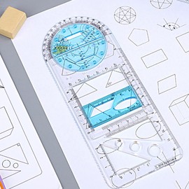 Geometric Ruler, Multifunctional Geometric Ruler, Geometric Drawing, Measuring Instruments, Drawing Template, Design Ruler for Primary Students, School