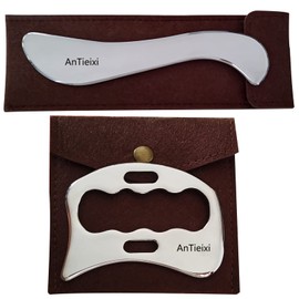 AnTiexi Medical Grade Stainless Steel Gua Sha Tool Set,Scraping Massage Tool Set -IASTM Tool Great Soft Tissue Mobilization Tool (2pcs Set)