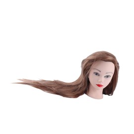 Cabeza de maniquí con cabello humano, 25.6 pulgadas Cosmetología cabeza de muñeca para el peinado del cabello, peluquería formación cabeza con pinza de pie para tejer rizado