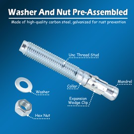 Wedge Anchor Bolts 3/4" x 5-1/2" Heavy Duty Expansion Screw for Concrete (16 Pcs)