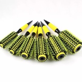 Green pig bristle plate hair dryer medium roll comb root volume roll comb brush no. 6 / 그린 돈모 열판 헤어 드라이 중간롤빗 뿌리 볼륨 롤빗 브러쉬 6번