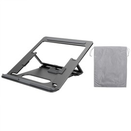 Portable Aluminum Alloy Laptop Stand Adjustable Folding Holder Multifunction Riser Cooling Rack for 11‑15.6in Notebook(Black )