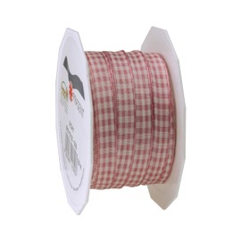 Präsent Vichy Gift Ribbon Wild Rose / Cream 20 m Decorative Ribbon for Decorating & Crafts, 10 mm Width, Checked Ribbon for Colourful Decorations and Gift Wrapping, Celebration Occasions