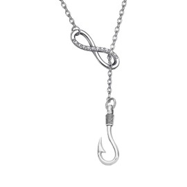 CHOORO Fish Hook Necklace Fishing Hook Pendant Jewelry Fishing Girlfriend Gift for Girlfriend Jewelry Gifts Womens Necklace Fish Hook for Her, Metal