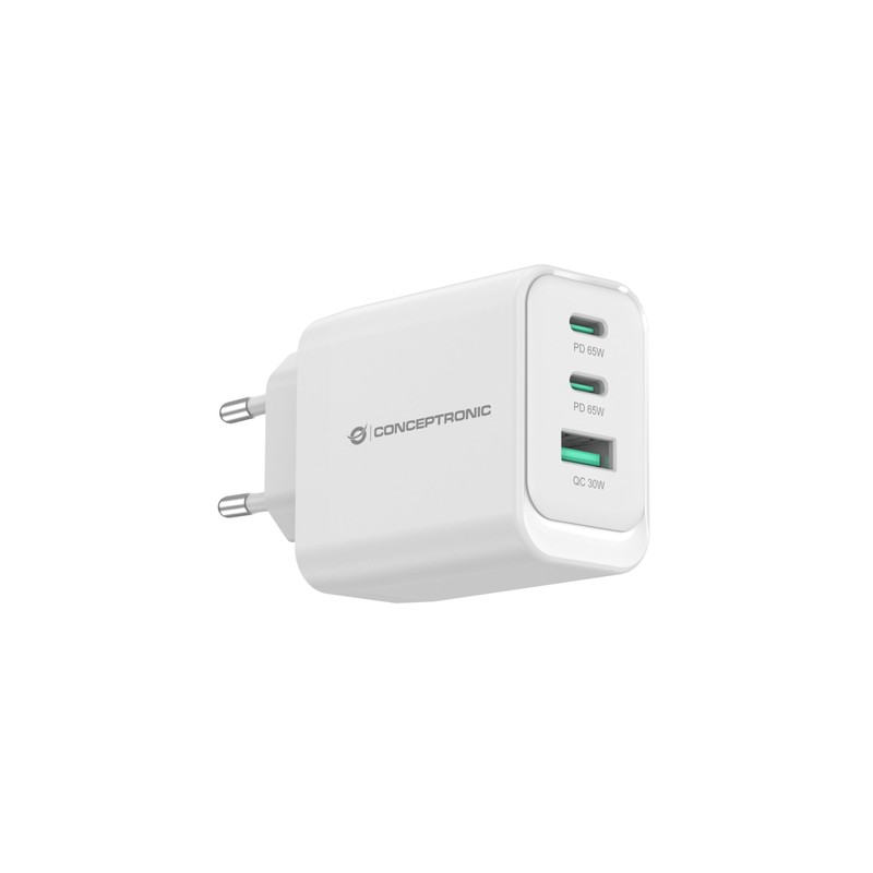 Conceptronic ALTHEA21W65 Ladegerät für mobile Geräte, Universal, Weiß, Netzteil, Schnellladung