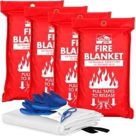 Keystone Peak KP Emergency Fire Blanket - 4 Pack 40” x 40” – Fire Suppression Blanket for Kitchen, Home & Emergency Use