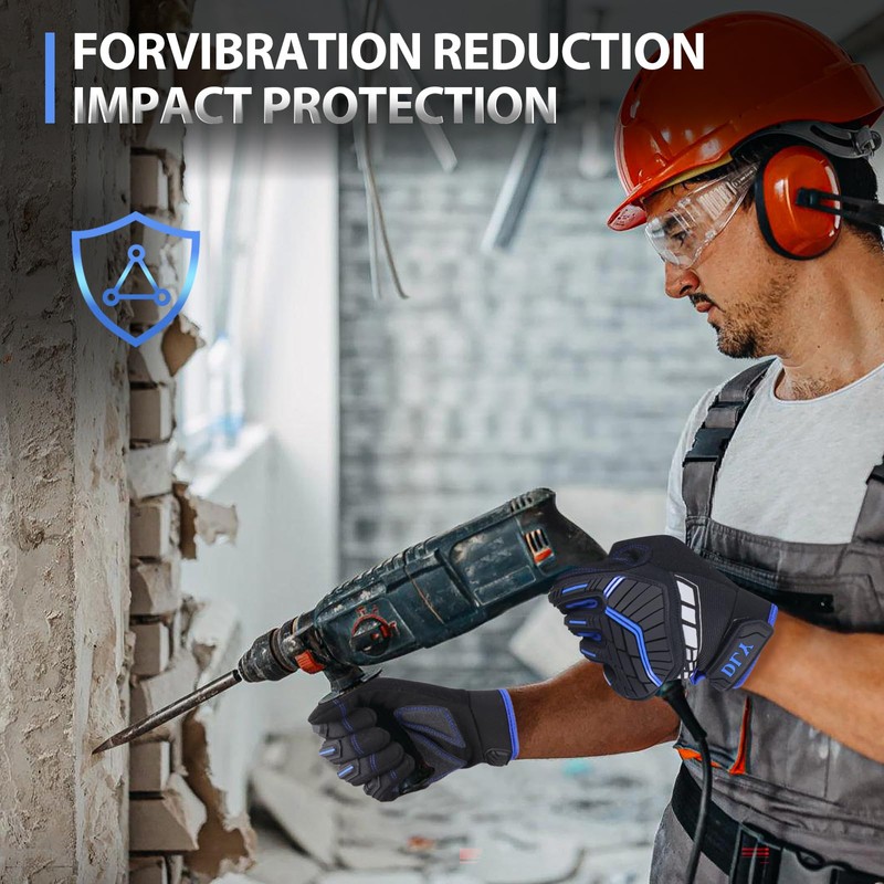 Heavy Duty Work Gloves, Impact Protection Mechanic Gloves, Synthetic Leather