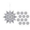 12pk Glitter Snowflake Hanging Decorations, Christmas Tree Snowflake Baubles/Ornaments (Silver)