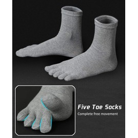 ZFSOCK Toe Socks Men's Cotton Five Finger Socks Men Colourful Socks with Toe for Running Work Sports, EU 39-44, 5 Pairs, black