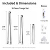 Foyohaven Stainless Steel Kitchen Tongs Set of 3, 6-11.5in Non-Slip