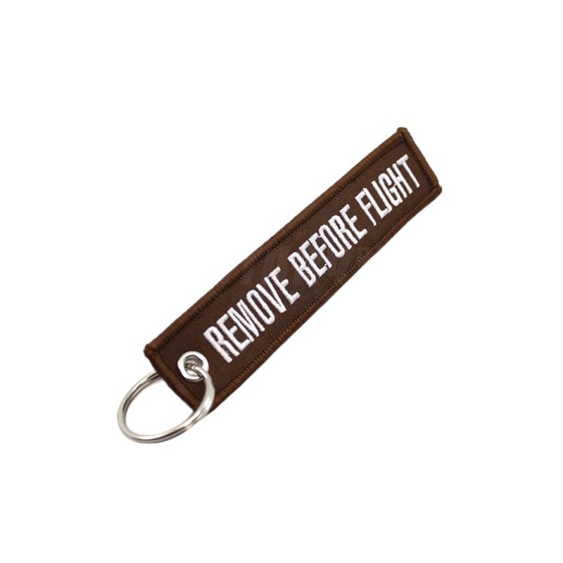 Remove Before Flight Keychain - Brown/White by Rotary13B1