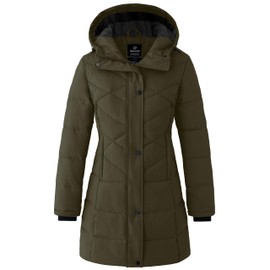 wantdo Women's Puffer Jackets Heavy Puffy Coats Warm Winter Coats (Army Green Small)