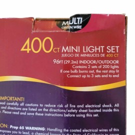 Holiday Time 400 Count Mini Light Set Multi/green Wire Christmas Party Wedding
