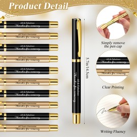 Feifeiya 50 Set 60th Birthday Party Favor for Guest Anniversary Party Favor with Black and Gold Ballpoint Pens and Thank You Cards for Women Men Birthday Anniversary Appreciation Gifts