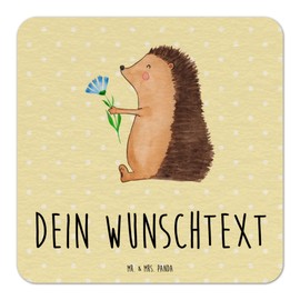 Mr. & Mrs. Panda Personalisierter Bierdeckel Igel Blumen 50er Set - Personalisierte Geschenke, Tiere, Genesungswünsche, krank, Tischdeko