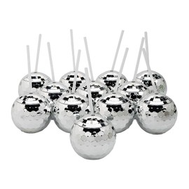 Fun Express Bulk Disco Ball-Shaped Cups with Straws - VBS Vacation Bible School Supplies/Décor - 18 Piece