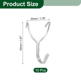 sourcing map 10Pcs Pegboard Hooks, Stainless Steel 1.4 Inch Spacing Peg Board Display Hook Metal Hanging Organizer Accessories for Garage Office Kitchen Store, Silver