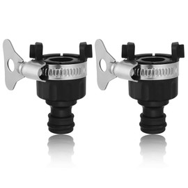 HAFRILY 2Pcs 16mm Universal Tap Connector Garden Hose Tap Connector Indoor and Outdoor Mixer Tap Hose Connector for Garden Kitchen Bathroom Adjustable Stainless Steel Collar Hose Adapter