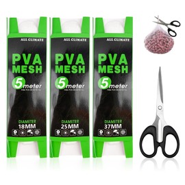 PVA Bag Fishing 3 Pieces 5 m PVA Mesh Carp Accessories 25 mm/37 mm/44 mm Wide Net Refill, Fishing Mesh Water Soluble Net Fishing Set with Scissors
