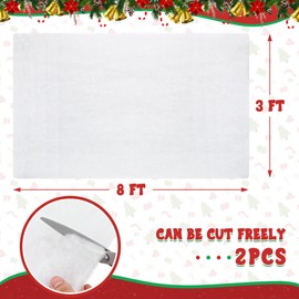 QZYL 2 PCS 3×8 FT Large Fake Snow Blanket, Faux Xmas Snow Sheet for Christmas Village Accessories, Christmas Decorations, Christmas Blanket for Winter Wonderland Decorations, White Photo Backdrop