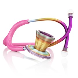 MDF Instruments, Kaleidoscope ProCardial Cardiology Stethoscope, Lightweight Titanium, Adult, Dual Head, Fuschia Tube, Kaleidoscope Chestpiece-Headset, MDF797TKL32