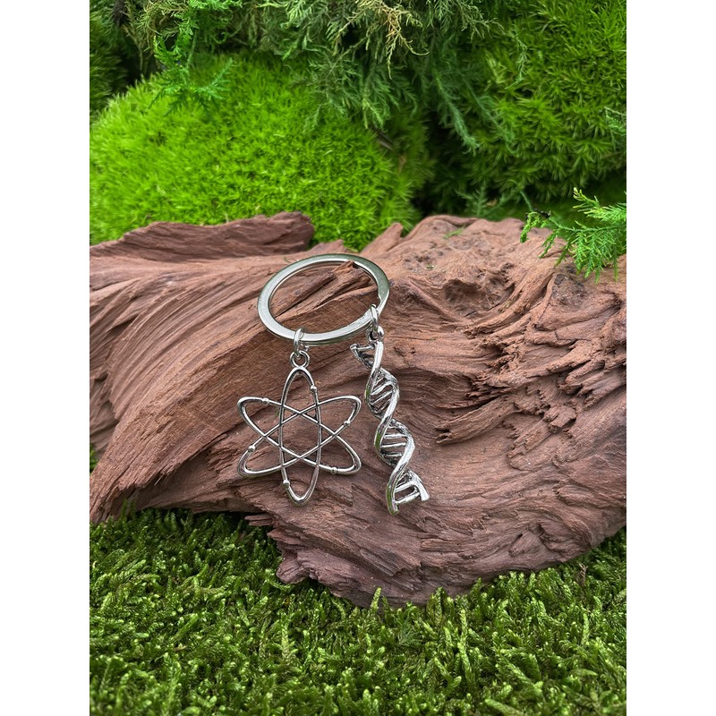Onwomania - DNA Physics Symbol - Metal Keyring Ideal as
