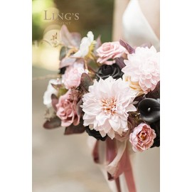 Ling's Moment Artificial Flowers 9pcs Silk Dahlia 5.5"/4.5" Fake Flowers for DIY Wedding Craft Bouquets Centerpieces Arrangements Party Baby Shower Home Decorations (Blush)