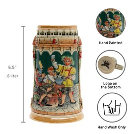 Essence of Europe Gifts 0.6L German Beer Steins – Oktoberfest Beer Stein Mug Saying Das Leben Ist Ein Wurfelspiel Wir Wurfeln All Tage (Life Is A Dice Game We Play Every Day) By E.H.G