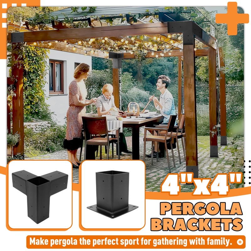 Gelacie Pergola Brackets Kit (Actual 3.9''x3.9'') 4x4 Woodworks Pergola Kit