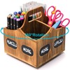 Covzoe Wood Art Supply Organizer, 360 Degree Rotating Pencil Holder