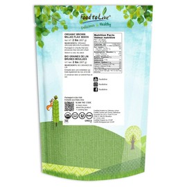 Food to Live Organic Brown Flaxseed Meal, 2 Pounds – Non-GMO, Kosher, Cold-Milled from Raw Whole Seeds, Pure Powder, Vegan Superfood, Bulk, Rich in Omega-3 Ground Flax, Keto Friendly