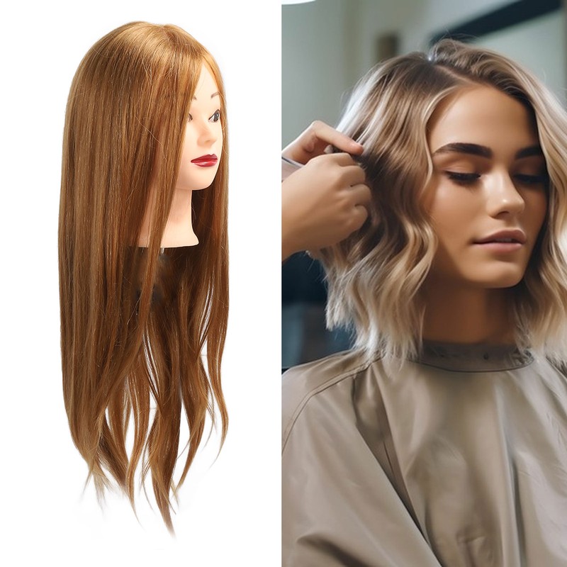 Hairdressing Mannequin Head 85 Percent Real Hair Flexible Multipurpose Hair