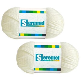 2 Pcs Soft Fluffy Acrylic Yarn for Crocheting and Knitting #4Worsted Weight Yarn-2x50g/2x 142Yards Perfect for Crafts, Blankets Hats, Gloves, Scarf (Milky White)