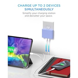 Cargador USB-C multipuerto de 36 W de iHome: Bloque de Cargador USB C Plano de 2 Puertos AC Pro, Cargador de Pared USB C Doble, Cargador de Pared USB-