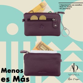 Adapell Purse – Leather Purse – Men's Purse – Women's Purse, Card Holder, Keyring – Capacity 12 Cards, Lilac, One Size