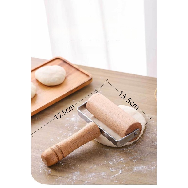 Stainless Steel & Beechwood Rolling Pin with Adjustable Thickness -
