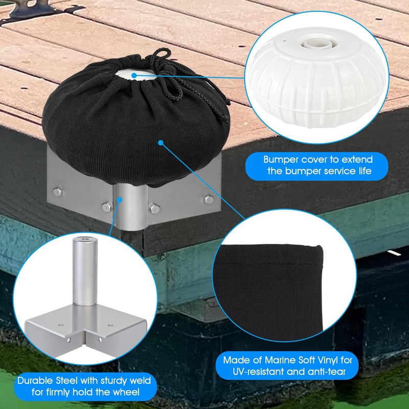 Boat Dock Bumpers Wheel with Dock Wheel Fender Covers,Corner Mount