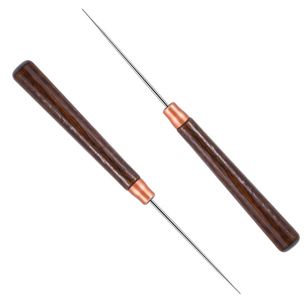 2 PCS Wood Handle Awl Tool, Leather Awl Punch Tool