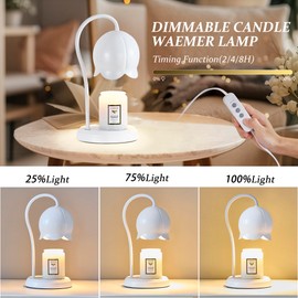 Luvkczc Flower Candle Warmer Lamp with Timer, Dimmable Lamp Candle Warmer for Jar Candles, Ideal Gift for House Warming, Elegant Home Decoration, White Candle Warming Lamp & 2 Bulbs Included