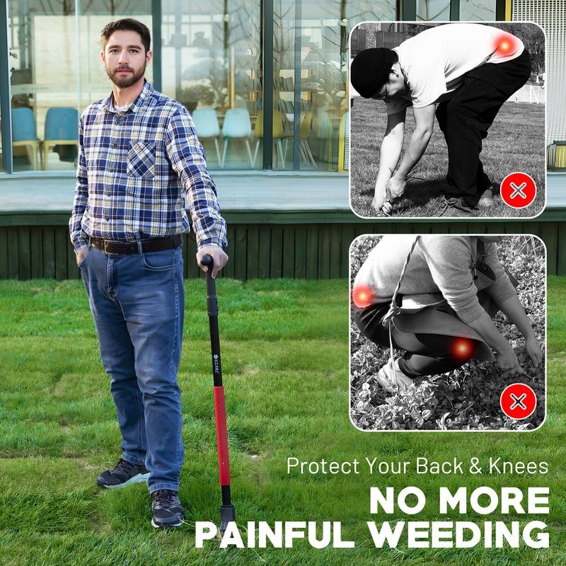 EZARC Garden Weeding Tool Set, Long Handle with Easy-Eject Mechanism,