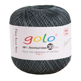 golo Crochet Thread Size 30 Yarn for Hand Knitting Silver Grey 196
