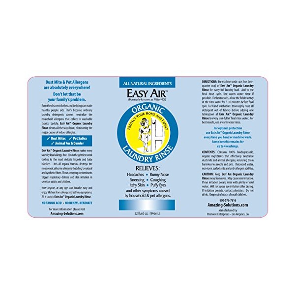 EASY AIR ANTI-ALLERGEN Easy Air Organic Allergy Relief Laundry Rinse,