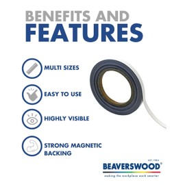 Magnetic Steel Easy-Wipe Tape, Thin & Flexible, Cut to Fit Strip, Magnetic, High Visible Identification. Suitable For All Surfaces (White 20mm x 10m)