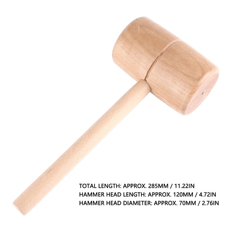 Wooden Mallet Round Head Lightweight Solid Beech Wood Hammer for
