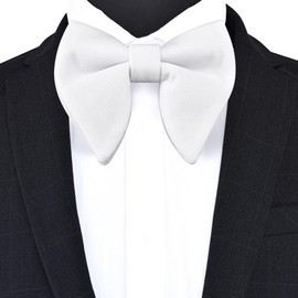 Branduce Oversize White Bow Tie for Men Pre-tied Adjustable Big Velvet Bowties for Wedding Party (BB10-08)